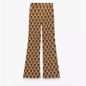 NWT Zara Multicolor Print Flare Leg Pants
